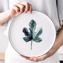 Sakura flowers Nordic 9-inch ceramic plate Dish Home creative fruit plate Western steak snack breakfast plate