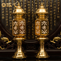 Taiwan Shengfan Buddha lamp front lamp copper gilt gold plug-in power supply lamp Dragon Tibetan Palace Lamp Buddha decoration crafts