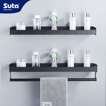 Punch-free toilet bathroom rack wall hanging black toilet toilet wash table towel rack