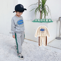 Boys sweatsuit big childrens clothing 2021 new spring and autumn childrens two-piece foreign childrens clothes