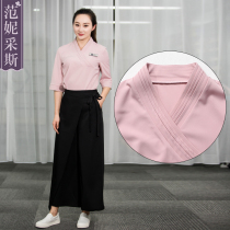 2021 new beauty salon technician work clothes spring autumn suit pants middle sleeve female beautician Health Center foot bath suit