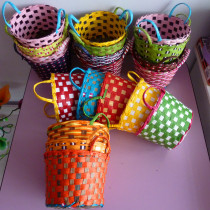 New silk net flower basket diy handmade silk socks flower vase flower arrangement imitation rattan woven full