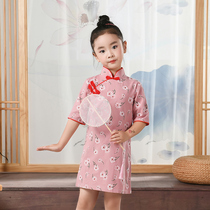 Girls retro Chinese style cheongsam 2021 new childrens little girl cheongsam dress improved baby dress