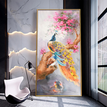 Golden Peacock American Living Room Genguan Decoration Painting Hand-painted Oil Painting Villa Hallway Aisle New Chinese Hung Painting European-style Painting