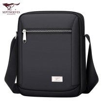 Seven wolves mens bag shoulder shoulder bag mens bag small backpack large capacity horizontal Oxford cloth briefcase satchel