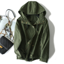 Spring Autumn Season New all-cotton 3 Color Lianhood jacket Shoulder Sleeves Loose Casual Zipper Autumn Dress Jacket 100 lap