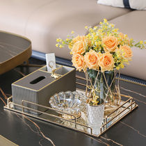 Household decorative leather tissue box light luxury vase model room set living room table multifunctional storage paper box