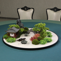 New Chinese hotel dining table decoration round table creative landscaping dry landscape sand table flower turntable middle landscape decoration