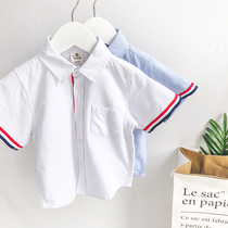 Ngma's children's suits Summer Boys' Pure Cotton Shirt Treasure 2023 Korean Version of Ocean Gas Children's Short Sleeve Shirt