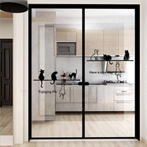 Balcony Glass Door Antico stickers Kitchen Pushing Ramen Appliquette windows Decorative Windows Flowers Little Cats Cute Wall Stickers