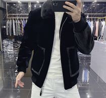 Gold Mink Suede Real Fur Straw Jacket Man 2020 Winter New Trends Fashion Casual Warm Cotton Suit Jacket