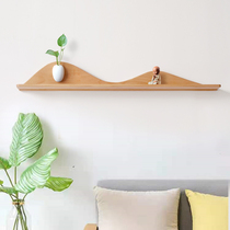 New Chinese Wall Hanging Living Room Sofa Background Wall Hanging Solid Wood Zen Mountain Shape Shelf Hydroponic Machine