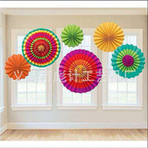 Paper Fan Flower Shop Window Decoration Mall Wedding Party Decoration Retro Wind Red Paper Fan Flower Suit