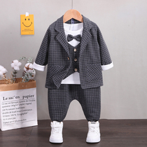 Boys small suit male baby boys birthday flower boy gown dress Childrens Little West suit suit new spring clothing Three sets