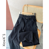 Xiao Xi Jia) adjustable black denim pants female 2021 New Korean version of thin waist jumpsuit age