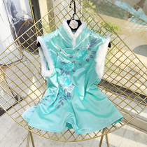 Chinese style rabbit hair vest vest vest small jacket winter improved Chinese cheongsam cotton thickened young Tang jacket