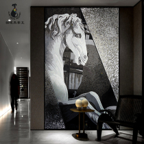 Cats eye mosaic background wall Simple modern living room horse head entrance aisle background puzzle cut painting parquet