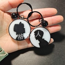 Xiao Zan Wang Yibo silhouette key chain pendant drop glue product customized 4cm round