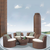 Outdoor furniture rattan chair five-piece balcony table and chair combination garden courtyard cafe leisure rattan creative table and chair