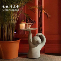 Caesar Blanca Monkey Tea Table Corner Table Ins Mesh Red Designer Money Fun Personality Mobile Tray Light Extravagant