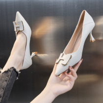 High heels woman 2022 new temperament Van Summer Fashion fine heel Shoe with pointy mouth Two wearing single shoes