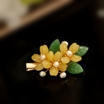 Clip headdress Hair clip Original beautiful flower jewelry Forest side clip word clip Simple Hanfu accessories