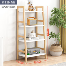 Nordic Full Solid Wood Bookshelf Day Style Furniture Modern Simple White Wax Wooden Bookcase Brief Floor Trapezoid Shelve