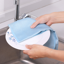 Ruan glass cleaning cloth water absorption is not easy to lose hair kitchen dishwashing cloth housework no trace fish scale cloth three pieces