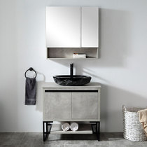 Bathroom cabinet combination Modern simple Nordic floor-to-ceiling washbasin cabinet Bathroom solid wood American toilet bathroom cabinet