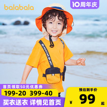 Ballabala children short sleeves T-shirt 2022 new summer clothes children pure cotton fake two half sleeves trendy blouses