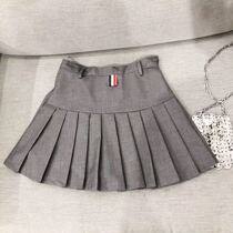 Gray high waist pleated skirt womens 2020 summer new TB college style suit material A-line skirt skirt culottes