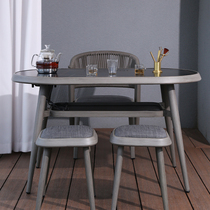 Household simple tea table and chair combination new Chinese one rock board kung fu tea table set outdoor courtyard balcony coffee table