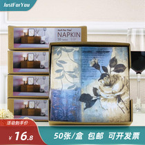 Creative napkins color printed paper towel wine glasses flower arrangement paper Hotel party wedding birthday paper 50 sheets per box