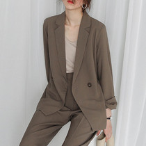  2021 autumn new small suit suit female Korean version of fashion casual temperament loose professional OL suit two-piece suit