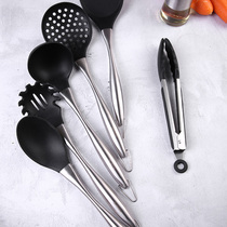 Jeetee Stainless Steel Silicone Spatula Spoon Colander Steak clip Spaghetti spoon Stir-fry Spatula Kitchen Cooking Tool
