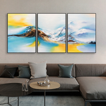 Hand Painted Oil Painting Modern Minimalist Abstract Landscape Decoration Painting Living-room Sofa Background Wall Scenery New Chinese Triptych