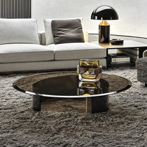 minottii Italian minimalist tempered glass tea table minimalist modern living room Home Small family oval customised