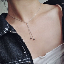 Small tassel adjustable necklace 925 sterling silver platinum plated short chic choker simple exquisite female versatile