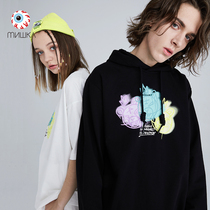 Mishka big eye ball Tide brand 2021 autumn and winter creative printing hooded pullover sweater men and women same model