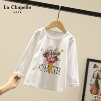  La Chapelle childrens clothing Childrens autumn long-sleeved T-shirt new spring and Autumn girls big children Western-style round neck bottoming shirt