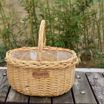  Outdoor picnic basket handmade willow woven portable shopping basket Fruit basket Bamboo woven rattan woven bamboo basket storage basket Camping