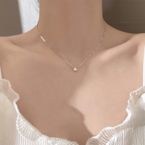 Single diamond sterling silver necklace 2021 new womens light luxury niche design sense high-end clavicle chain exquisite small fairy