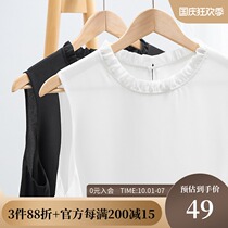 (Clearance 60 yuan) Large size womens 2021 summer fat sister elegant wooden ear stand collar base chiffon back shirt