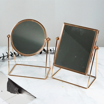 Exquisite gold lace Lace makeup mirror makeup countertop dressing mirror Model Room soft metal decoration