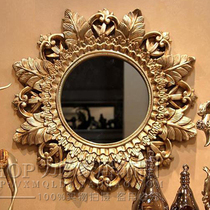 European decorative mirror Entrance mirror Round carved fireplace mirror Art mirror Living room sofa background wall hanging mirror customization