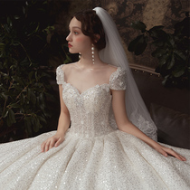 Lucky French retro light wedding dress 2021 new bride luxury main temperament dress Qi Gong court style