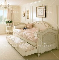 American country retro carved solid wood childrens single bed multifunctional cute princess sofa bed stretch storage bed