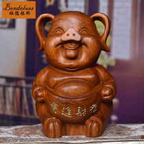 Banderas zodiac pig ornaments crafts creative cute golden pig furnishings wood carving home feng shui ornaments