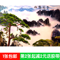 Large landscape landscape poster painting living room wall stickers without adhesive dormitory dormitory dormitory patch pine crane QK015