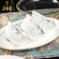 Bowl and plate set household European-style minimalist Jingdezhen tableware set ceramic bowl and plate set tableware combination high-grade